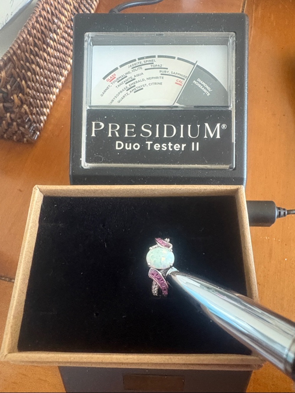 Genuine Lab Created Opal & Pink White Sapphire Ring Sterling Silver Size 7 - Picture 10 of 11